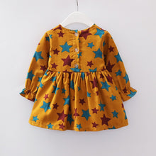 Load image into Gallery viewer, Kids Girls Long Sleeves Stars Print Princess Dress+Cartoon Shoulder Bag Set