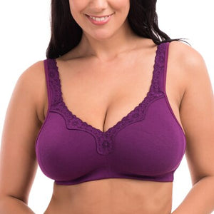 New plus size underwear 100% cotton full large cup seamless wireless ultra-thin bras 110CDEF