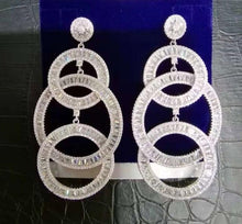 Load image into Gallery viewer, 73MM Luxury Long Tassels African Cubic Zircon Crystal CZ Dubai Indian Bridal Earrings