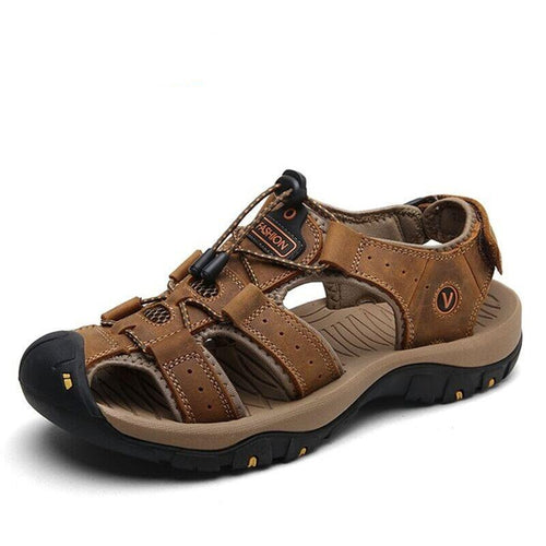 Vancat 2020 New Big Size Genuine Leather Cowhide Men Sandals Summer Quality Beach Slippers Casual Sneakers Outdoor Beach Shoes