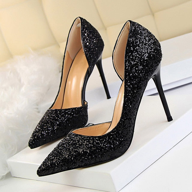 New Women Pumps Sexy High Heels Gold kitten heels Sliver Wedding Shoes