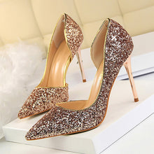 Load image into Gallery viewer, New Women Pumps Sexy High Heels Gold kitten heels Sliver Wedding Shoes