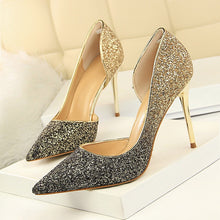Load image into Gallery viewer, New Women Pumps Sexy High Heels Gold kitten heels Sliver Wedding Shoes