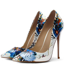 Load image into Gallery viewer, White Doodling High Heels Shoes Pumps Party Pointed