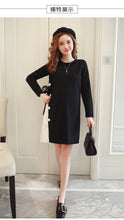 Load image into Gallery viewer, Long Sleeve Cotton Pregnant Dress Black Yellow