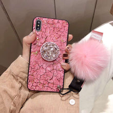 Load image into Gallery viewer, Luxury DIY With Crystal Holder+ Fur Ball +Strap Phone case