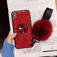 Load image into Gallery viewer, Luxury DIY With Crystal Holder+ Fur Ball +Strap Phone case