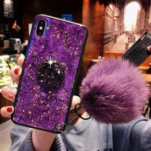 Load image into Gallery viewer, Luxury DIY With Crystal Holder+ Fur Ball +Strap Phone case