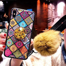 Load image into Gallery viewer, Luxury DIY With Crystal Holder+ Fur Ball +Strap Phone case