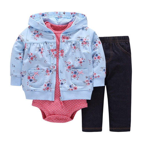 2019 kids clothing set,toddler baby girl boy clothes floral print,unisex newborn bebes clothes coat+rompers+pants 3PCS outfits