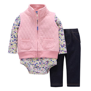 2019 kids clothing set,toddler baby girl boy clothes floral print,unisex newborn bebes clothes coat+rompers+pants 3PCS outfits