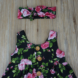 Baby Girl Clothes Button Floral Dress .