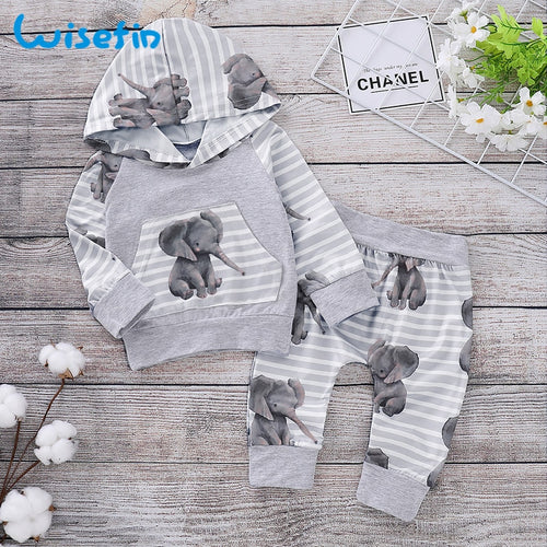 Wisefin Newborn Baby Boy/ Girl Clothing Set Long Sleeve Animal Elephant