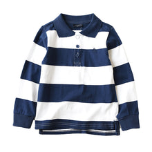 Load image into Gallery viewer, Autumn Boys T Shirt Long Sleeve Striped Turn-down Collar Cotton Teenage School Kids Tops Tees