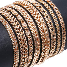 Load image into Gallery viewer, 20cm Bracelets For Women Men 585 Rose Gold Curb Snail Foxtail Venitian Link Chains Men&#39;s Bracelets Fashion Jewelry