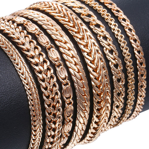 20cm Bracelets For Women Men 585 Rose Gold Curb Snail Foxtail Venitian Link Chains Men's Bracelets Fashion Jewelry