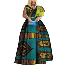 Load image into Gallery viewer, African Print Dresses Bazin One-shoulder Party Dress