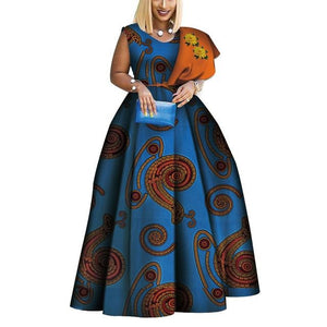 African Print Dresses Bazin One-shoulder Party Dress
