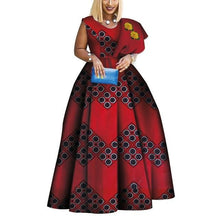 Load image into Gallery viewer, African Print Dresses Bazin One-shoulder Party Dress