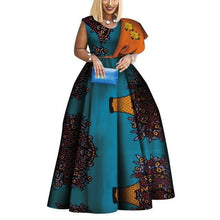 Load image into Gallery viewer, African Print Dresses Bazin One-shoulder Party Dress