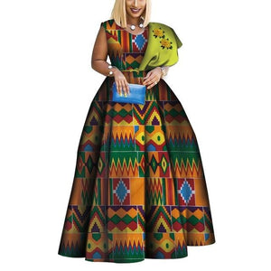 African Print Dresses Bazin One-shoulder Party Dress