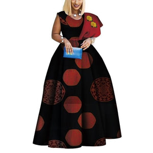 African Print Dresses Bazin One-shoulder Party Dress