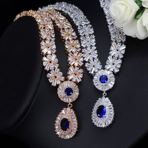 Stunning Dubai Gold Color Cubic Zirconia Heavy Jewellery Set