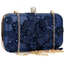 Load image into Gallery viewer, 2019 New Women Clutch Bag Flower Ladies Dark Blue Evening