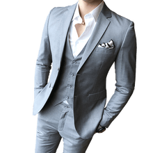 Load image into Gallery viewer, Men&#39;s wedding dress solid color Slim 3 piece set fashion business casual suit jacket wedding banquet dress men&#39;s clothing