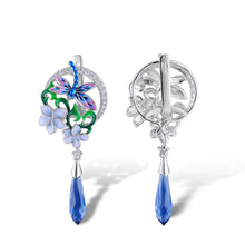 Load image into Gallery viewer, Silver Earrings For Women 925 Sterling Silver Delicate Dragonfly Flower Drop Earrings