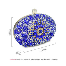 Load image into Gallery viewer, Luxury Clutch diamond crystal Floral blue red Sling designer purse cell phone pocket wallet Handbags