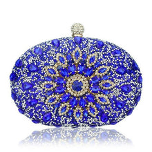 Load image into Gallery viewer, Luxury Clutch diamond crystal Floral blue red Sling designer purse cell phone pocket wallet Handbags