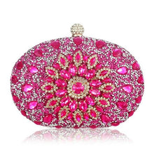 Load image into Gallery viewer, Luxury Clutch diamond crystal Floral blue red Sling designer purse cell phone pocket wallet Handbags