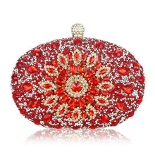 Load image into Gallery viewer, Luxury Clutch diamond crystal Floral blue red Sling designer purse cell phone pocket wallet Handbags