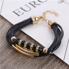 Load image into Gallery viewer, Leather Bracelet for Women Bangle Europe Beads Charms Gold Bracelet