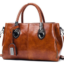 Load image into Gallery viewer, Vintage Oil Wax leather luxury designer ladies hand bags