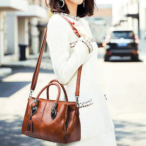 Vintage Oil Wax leather luxury designer ladies hand bags