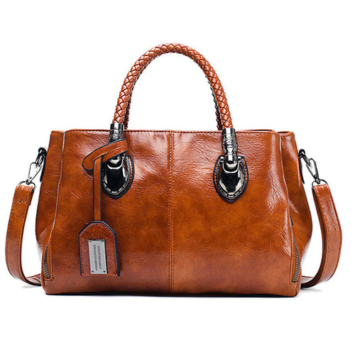 Vintage Oil Wax leather luxury designer ladies hand bags