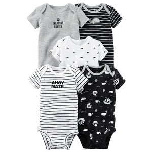 short sleeve print Bodysuit for Baby Boys Girls outfit summer clothes newborn body suit costume 2019 5pcs/set new born clothing