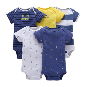 short sleeve print Bodysuit for Baby Boys Girls outfit summer clothes newborn body suit costume 2019 5pcs/set new born clothing