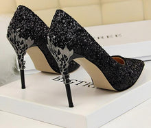 Load image into Gallery viewer, 2019 New Spring Women Pumps High Thin Heels Pointed Toe Metal Decoration Sexy Bling Bridal Wedding Women Shoes Gold High Heels