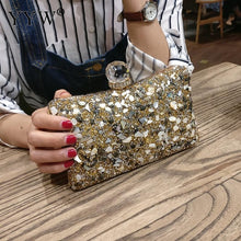 Load image into Gallery viewer, Silver Diamonds Box  evening Clutch Purse Women Fashion Mini Chain Shoulder Bags Female Elegant