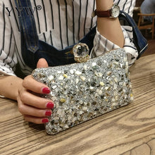 Load image into Gallery viewer, Silver Diamonds Box  evening Clutch Purse Women Fashion Mini Chain Shoulder Bags Female Elegant