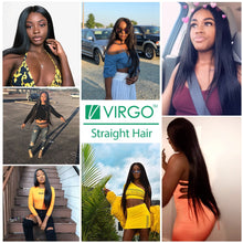 Load image into Gallery viewer, Virgo Peruvian Straight Hair Bundles With Closure 5x5 Lace Closure With 2 3 Bundles 4 PCS Remy Human Hair Bundles With Closure