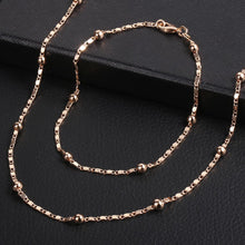 Load image into Gallery viewer, Davieslee 585 Rose Gold Jewelry Set For Women Braided Foxtail Link Chain Necklace Bracelet Set Wholesale Jewelry 2019 Gift LCSS1