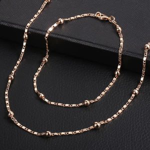 Davieslee 585 Rose Gold Jewelry Set For Women Braided Foxtail Link Chain Necklace Bracelet Set Wholesale Jewelry 2019 Gift LCSS1