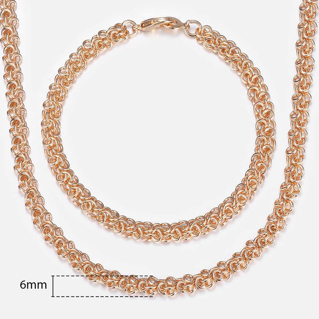 Davieslee 585 Rose Gold Jewelry Set For Women Braided Foxtail Link Chain Necklace Bracelet Set Wholesale Jewelry 2019 Gift LCSS1