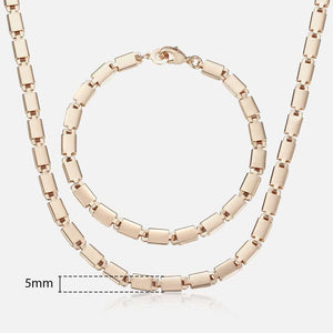 Davieslee 585 Rose Gold Jewelry Set For Women Braided Foxtail Link Chain Necklace Bracelet Set Wholesale Jewelry 2019 Gift LCSS1