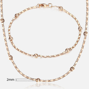 Davieslee 585 Rose Gold Jewelry Set For Women Braided Foxtail Link Chain Necklace Bracelet Set Wholesale Jewelry 2019 Gift LCSS1