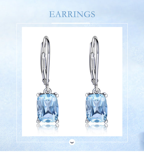 Sterling Silver Sky Blue Topaz Drop Earrings Elegant Gemstone Jewelry.